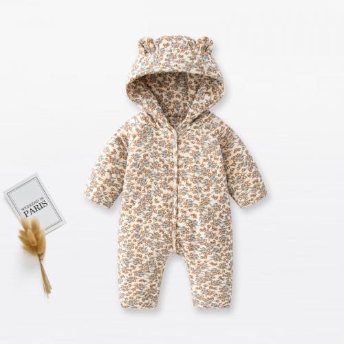 Polyester With Siamese Cap Baby Jumpsuit thicken & thermal printed shivering PC