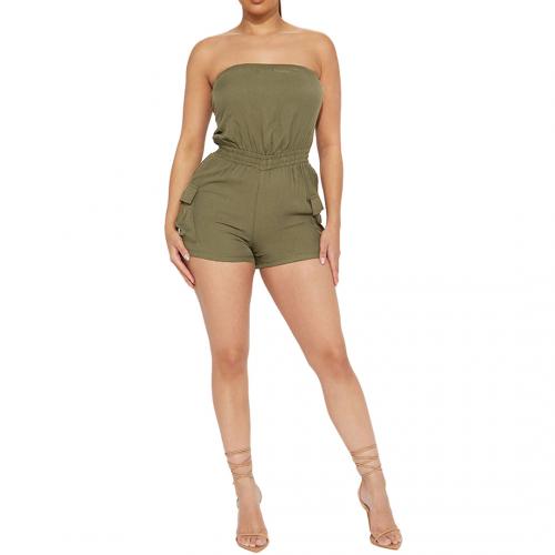 Polyester Women Romper slimming & off shoulder & breathable Solid PC