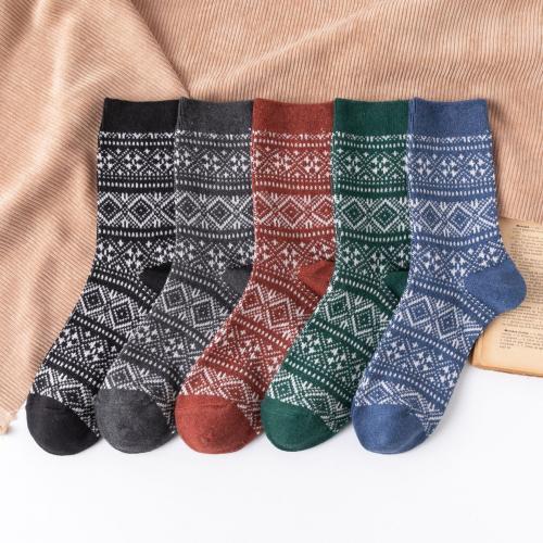 Polyester and Cotton Short Tube Socks sweat absorption & thermal printed geometric mixed colors : Bag