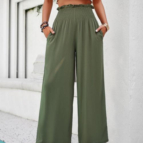 Viscose Wide Leg Trousers Women Casual Pants Solid PC