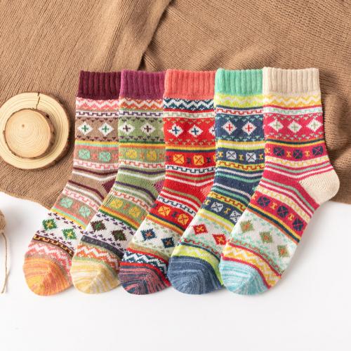 Polyester Kurze Tube Socken, Geometrische, gemischte Farben, :, 5Paare/Tasche,  Tasche