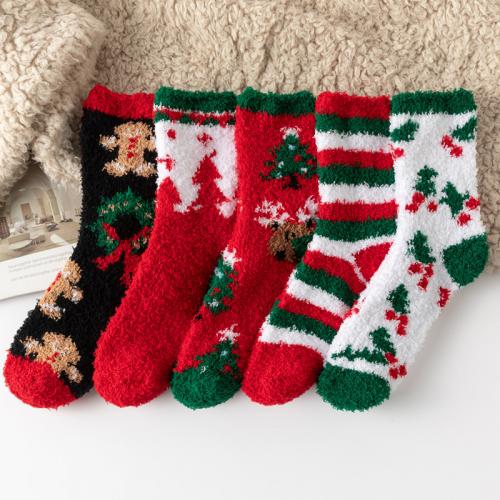Polyester Short Tube Socks christmas design & sweat absorption & thermal printed mixed colors : Bag