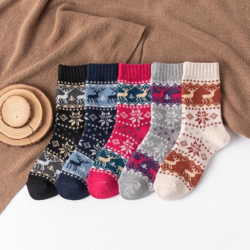 Polyester und Baumwolle Kurze Tube Socken, Gedruckt, Deerlet, gemischte Farben, :, 5Paare/Tasche,  Tasche