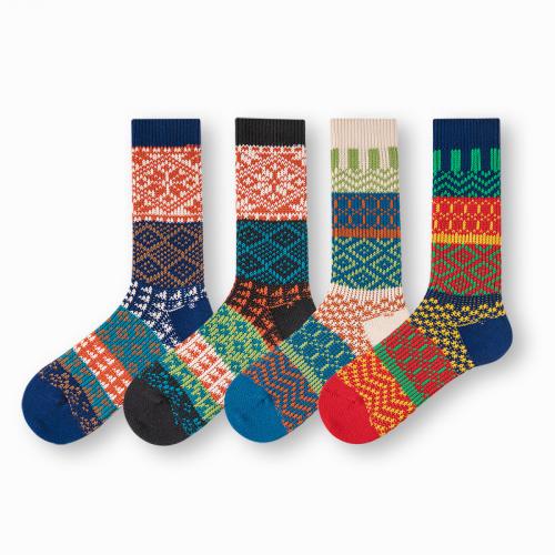Combed Cotton Unisex Ankle Socks sweat absorption & thermal & breathable printed geometric Pair