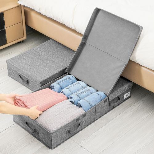 Cation Fabric foldable Storage Box dustproof Solid gray PC