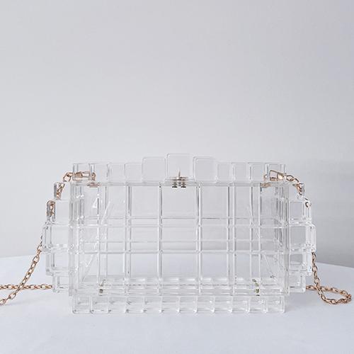 Acrylic Easy Matching Clutch Bag with chain transparent PC