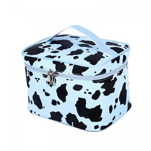 PU Leather Cosmetic Bag portable blue PC