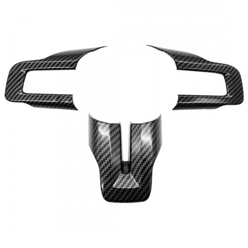 Ford Mustang 2015-2022 Button Stickers durable & hardwearing & three piece  Carbon Fibre texture black Sold By Set