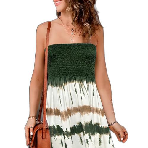 Polyester Slim Tube Top Dress & off shoulder Tie-dye mixed colors PC