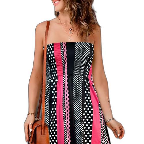 Polyester Tube Top Kleid, Gedruckt, Punkt, gemischte Farben,  Stück