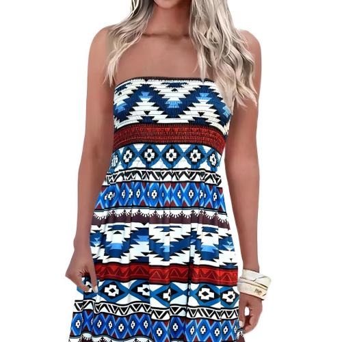 Polyester Slim Tube Top Dress & off shoulder printed mixed colors PC
