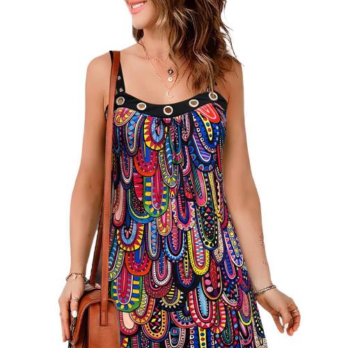 Polyester Slim & A-line Slip Dress printed mixed colors PC