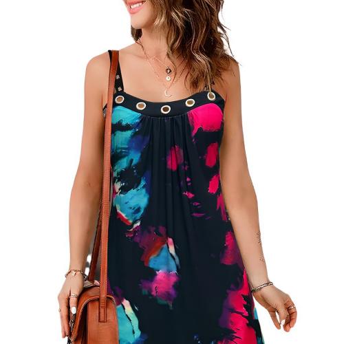 Polyester Slim & A-line Slip Dress plain dyed mixed colors PC