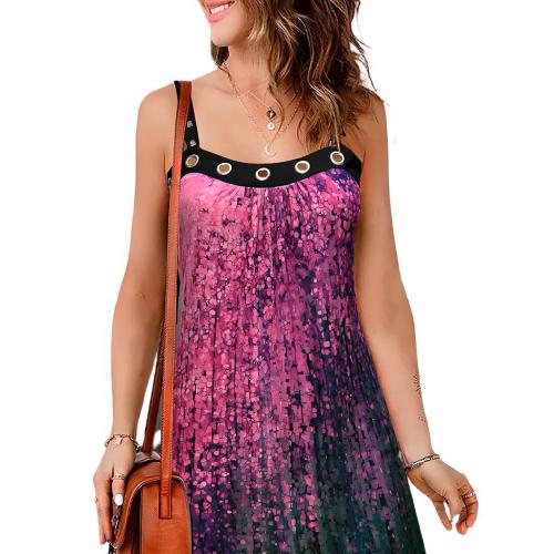 Polyester Slim & A-line Slip Dress & off shoulder printed mixed colors PC