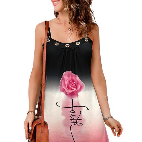 Polyester Slim & A-line Slip Dress & off shoulder printed floral mixed colors PC