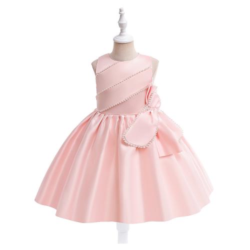 Plastic Pearl & Cotton Princess & Ball Gown Girl One-piece Dress & breathable Solid PC