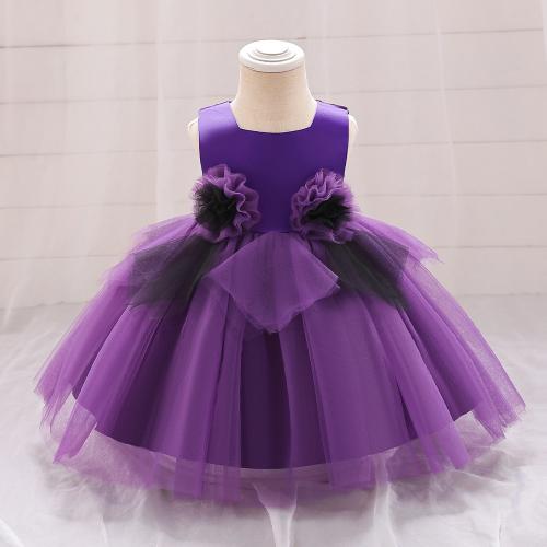 Gauze & Cotton Soft & Princess Girl One-piece Dress Cute Solid PC