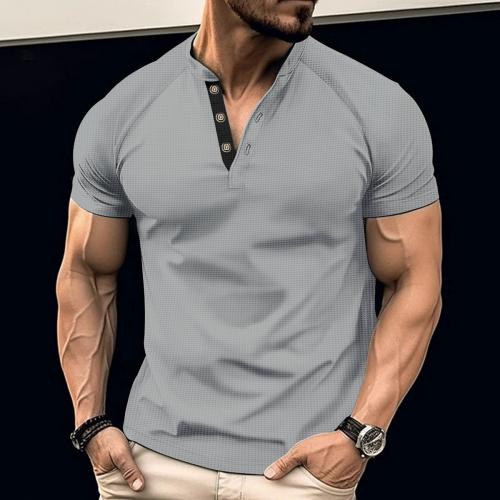 Polyester Men Short Sleeve Casual Shirt & loose PC