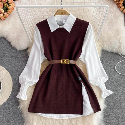 Polyester Slim Women Long Sleeve Blouses two piece : Set
