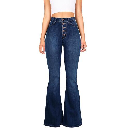 Denim Slim & bell-bottom Women Jeans patchwork Solid PC