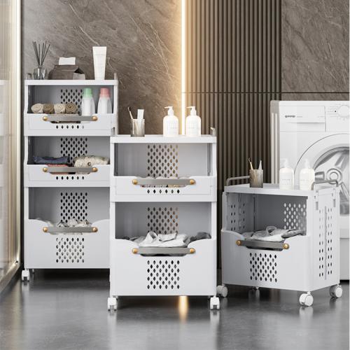 Metal foldable Storage Rack with pulley & hollow white PC