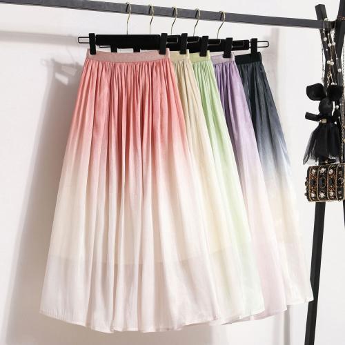 Paillette Cloth Maxi Skirt large hem design & mid-long style & slimming Solid : PC