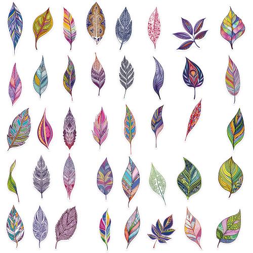 Drukgevoelige lijm & Pvc Decoratieve sticker bladpatroon gemengde kleuren Zak