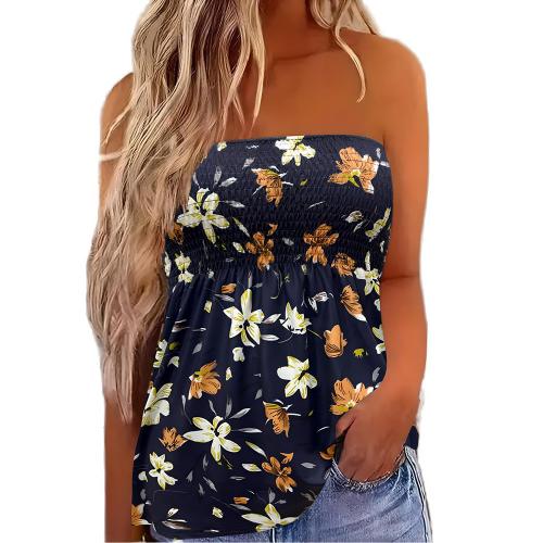 Polyester Slim Tube Top printed floral mixed colors PC