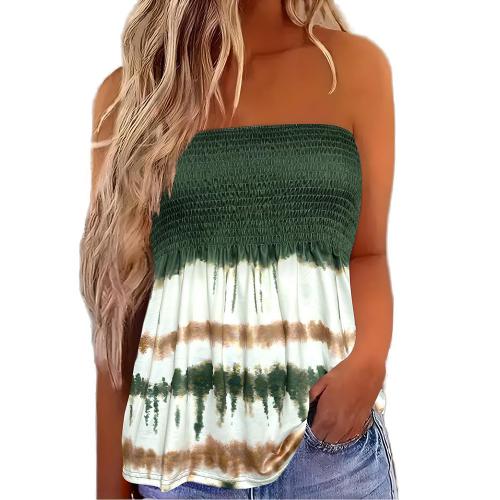 Polyester Slim Tube Top Tie-dye mixed colors PC