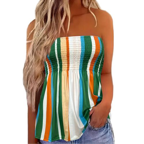 Polyester Slim Tube Top printed striped mixed colors PC