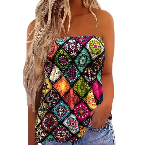Polyester Slim Tube Top printed mixed colors PC