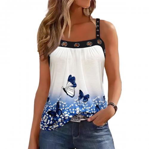 Polyester Slim Tank Top printed butterfly pattern mixed colors PC