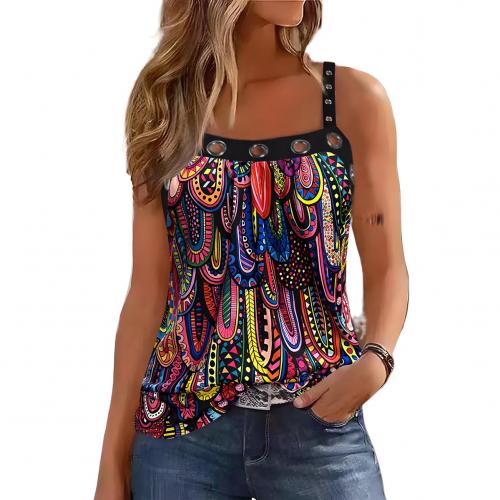Polyester Slim Tank Top printed mixed colors PC