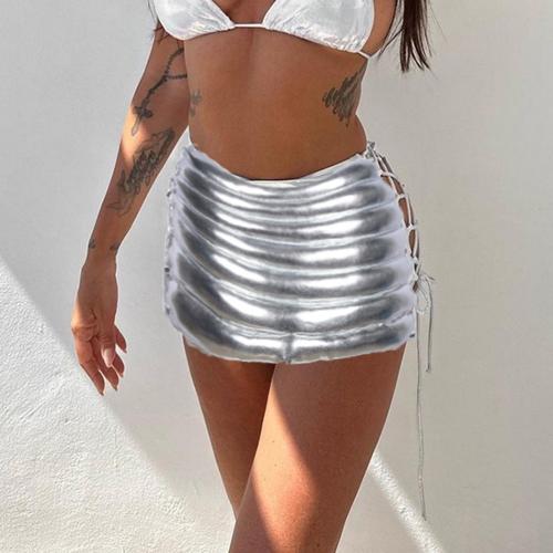 Spandex Slim Skirt & hollow silver pressed Solid silver PC