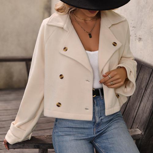 Polyester Women Coat Solid Apricot PC