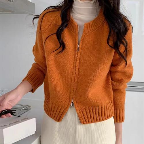 Polyester Sweater Coat loose knitted Solid : PC