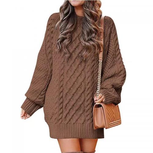 Acrylic & Polyester Sweater Dress knitted Solid PC