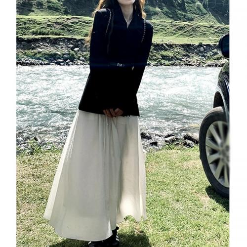 Polyester Maxi Skirt mid-long style Solid PC