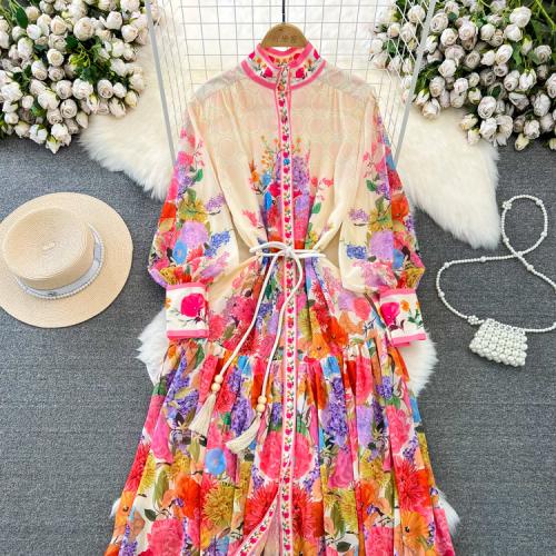 Viskose Einteiliges Kleid, Gedruckt, Floral, gemischte Farben,  Stück