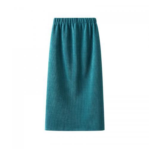 Corduroy Straight Maxi Skirt fleece & loose Solid : PC