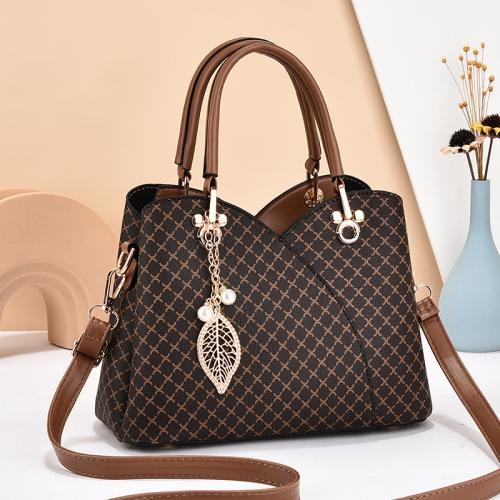 PU Leather Handbag with hanging ornament & large capacity & attached with hanging strap PC