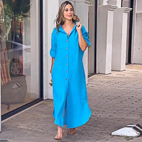 Polyester One-piece Dress & loose blue PC