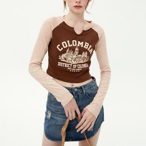 Spandex & Polyester & Cotton Slim Women Long Sleeve T-shirt PC