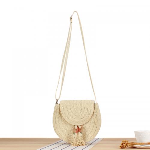 Paper Rope Saddle & Easy Matching & Weave Crossbody Bag PC