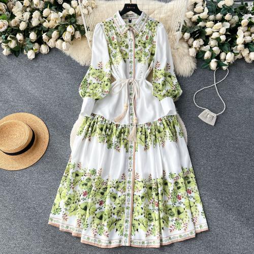 Polyester Waist-controlled & Slim One-piece Dress printed PC