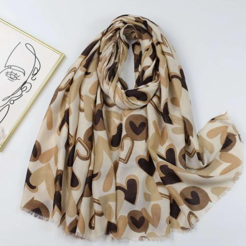 Polyester Easy Matching Women Scarf thermal printed heart pattern PC