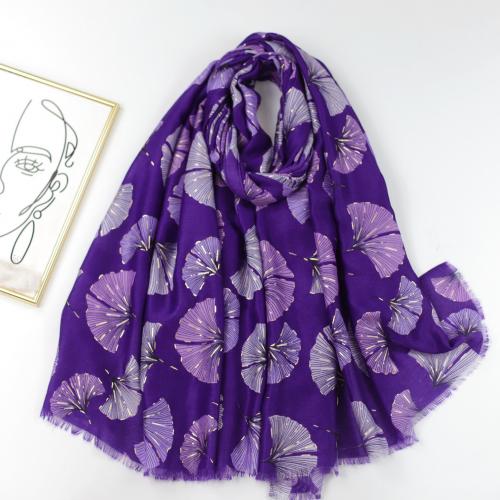 Polyester Easy Matching Women Scarf thermal printed leaf pattern PC