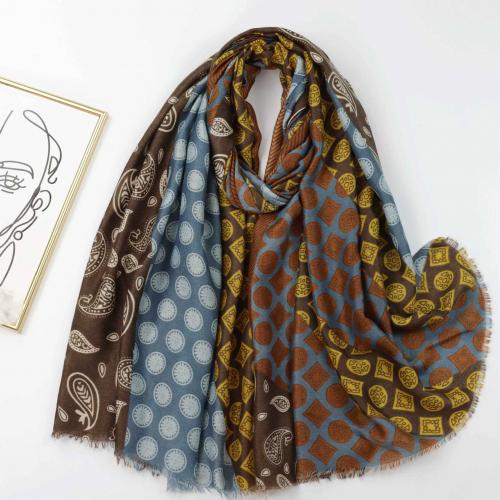 Polyester Easy Matching Women Scarf thermal printed leaf pattern yellow PC