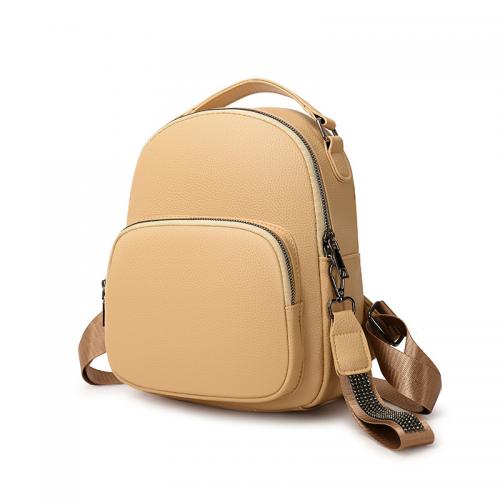 PU Leather Backpack waterproof Solid PC