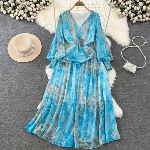 Polyester Waist-controlled One-piece Dress breathable snakeskin pattern : PC